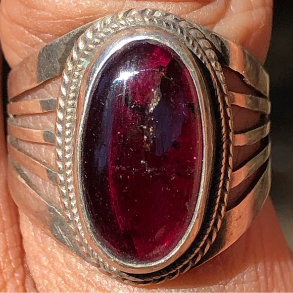 Genuine 925 silver w/dark red tourmaline. Calming, stress relieving properties. - Picture 3 of 4